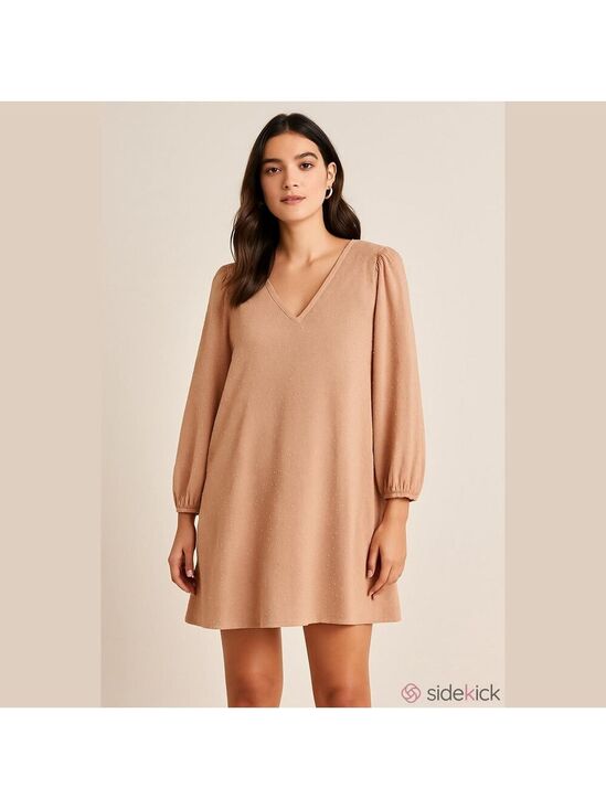 INC International Concepts Dresses & Skirts - INC  Shift Dress Beige V-Neck Long Sleeve Lined, Small, Oversized.